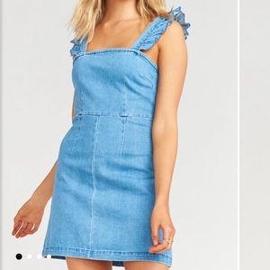 NWT Show Me Your Mumu Ruthie Ruffle Denim Mini